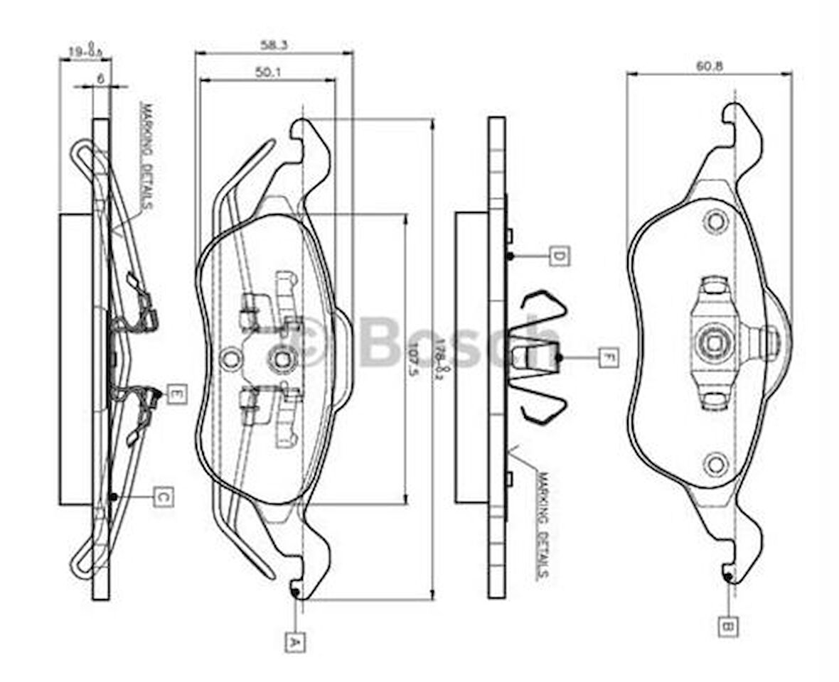 Bosch 0986494284 Ön Fren Balatası Focus 1.6 16V 1.8 16V 1.8TDCI 2.016V 98-03 TAMT2K021FCS