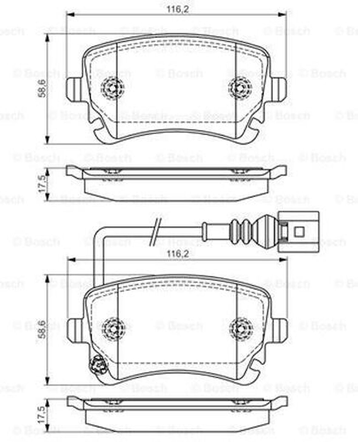 Bosch 0986495094 Arka Fren Balatası Fişli Transporter T5 T6 1.9 2.0 2.5TDI 03-15 7H0698451