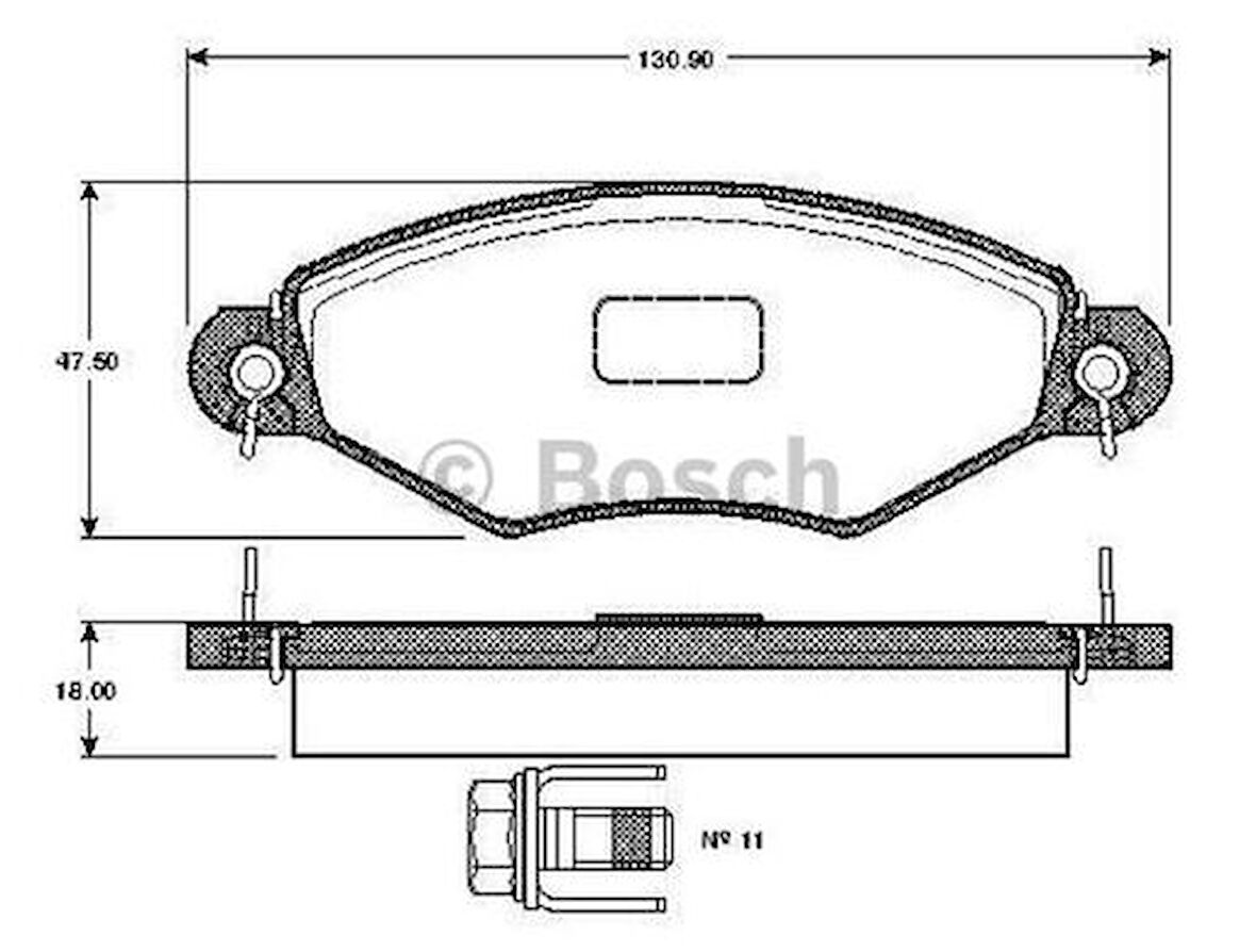 Bosch 0986495260 Ön Fren Balatası 206 1.4HDI 1.1 1.4 1.6 1.9 98-206 T3E 1.4 1.6 06-Kangoo 1.9D Tel Segmanlı 4251.91