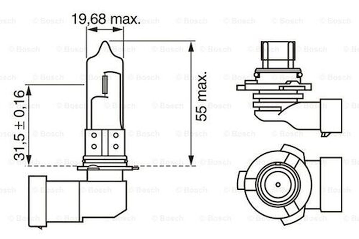 Bosch 1987302152 Far Ampulu Uzun Pure Light 12V HB3 60 W P20D HB3 P20D Astra G 98-9 ALF_032013_LPE