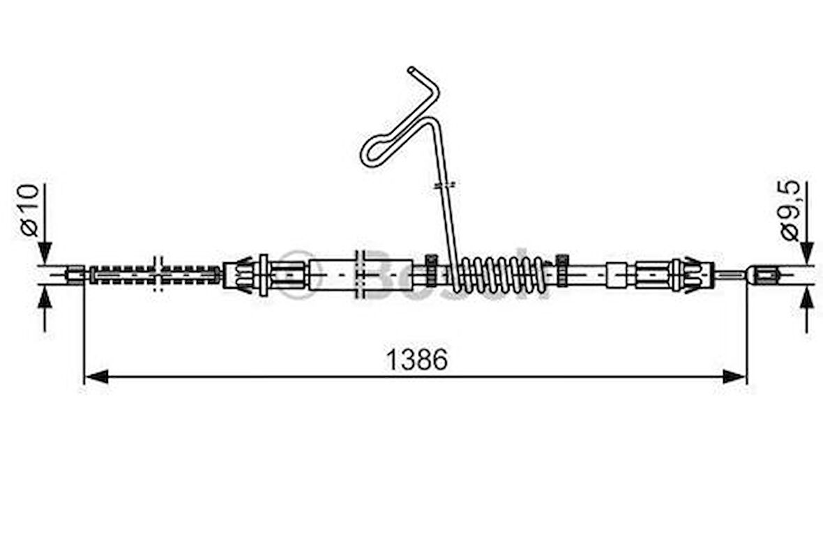 Bosch 1987477185 El Fren Teli Arka Sağ Transit V184 Pickup 2.4TDCI 115Ps 125Ps 00-06 Arkadan İtişli Tek Teker Ölçü 1386 1092 YC152A635AE