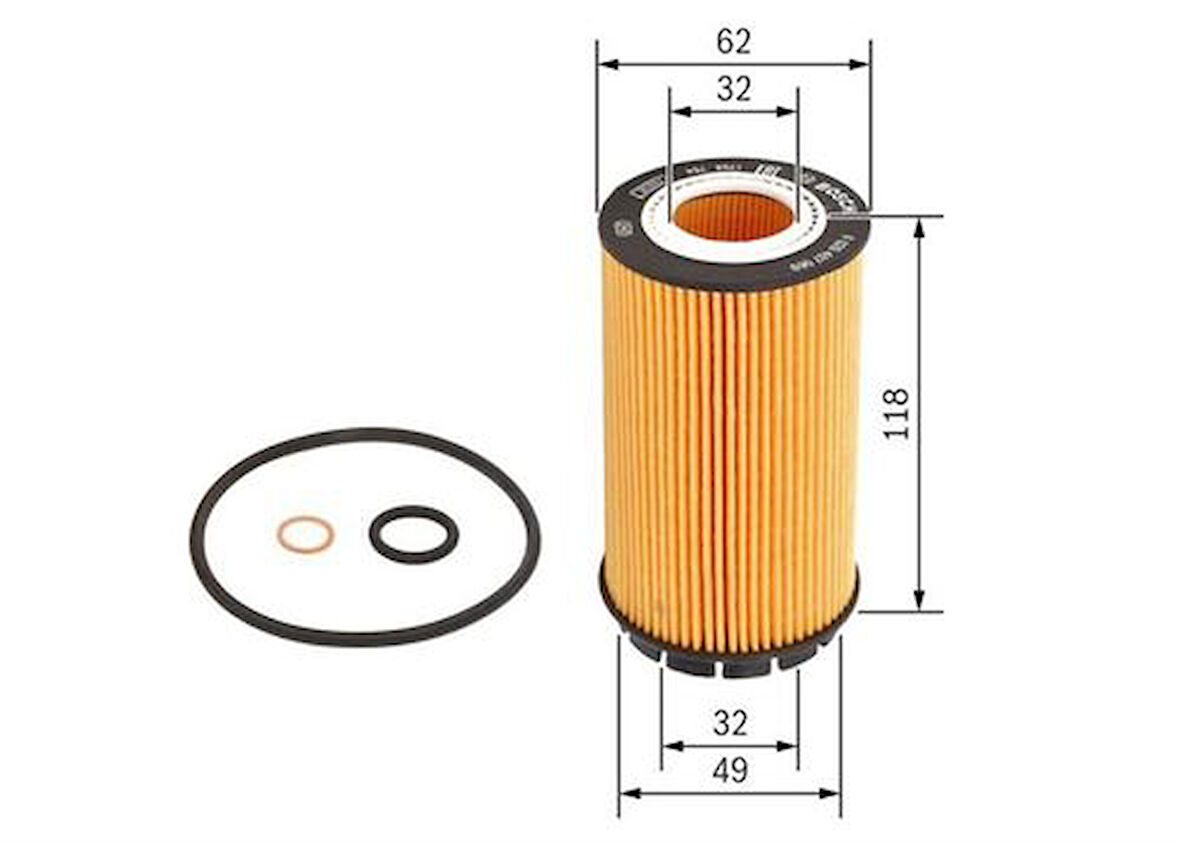 Bosch F026407069 Yağ Filtresi Hyundai Tucson 2.0 CRDI Cerato Sportage 2.0 CRDI 04- 2632027000