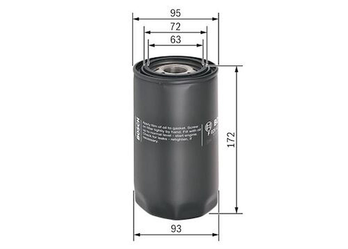 Bosch F026407101 Yağ Filtresi-Daf Cf65 01>13 Temsa Avenue 08> Scanıa L.P.G.R.S. Serı 17> Iveco Eurocargo 100 130 150 160 00>14