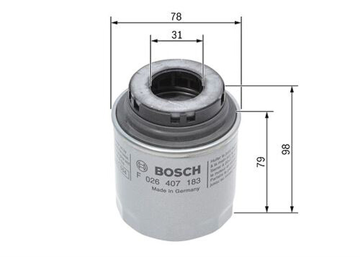 Bosch F026407183 Yağ Filtresi Golf V VI Polo Jetta III Passat 1.2 TFSI 1.2 TSI 1.4TSI 03C115561D