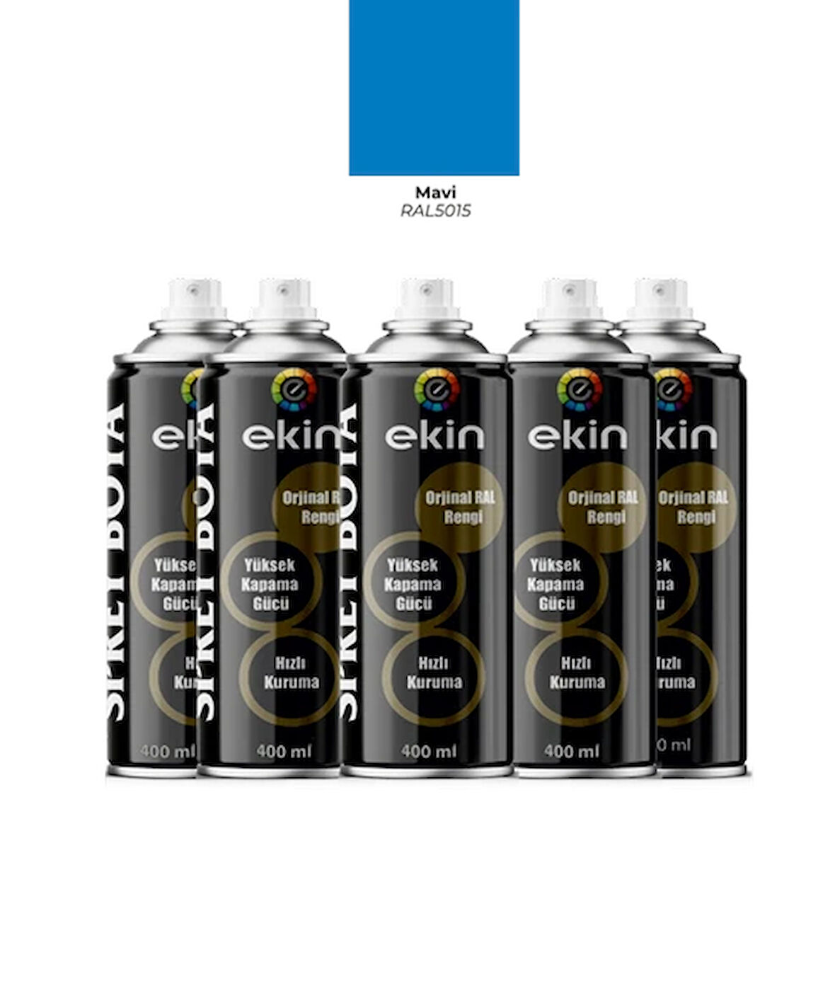 Ekin 400 ml Sprey Boya Boncuk Mavi Renk 5 Adet