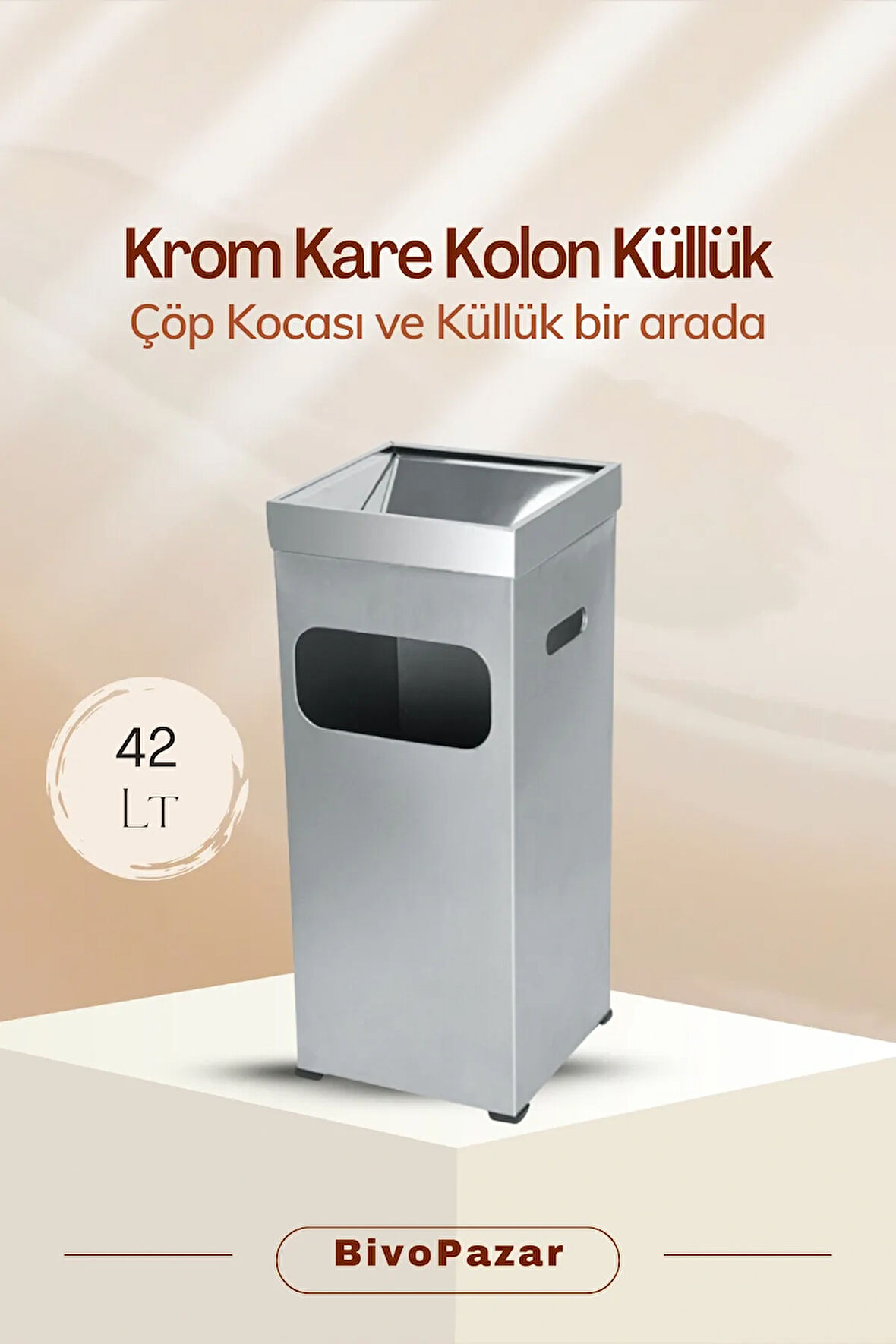 Palex (bivopazar) Kare Kolon Küllük - Kare Bahçe Çöp Kovası - Bahçe Küllük (66 cm x 25 cm x 25 cm =42 lt)
