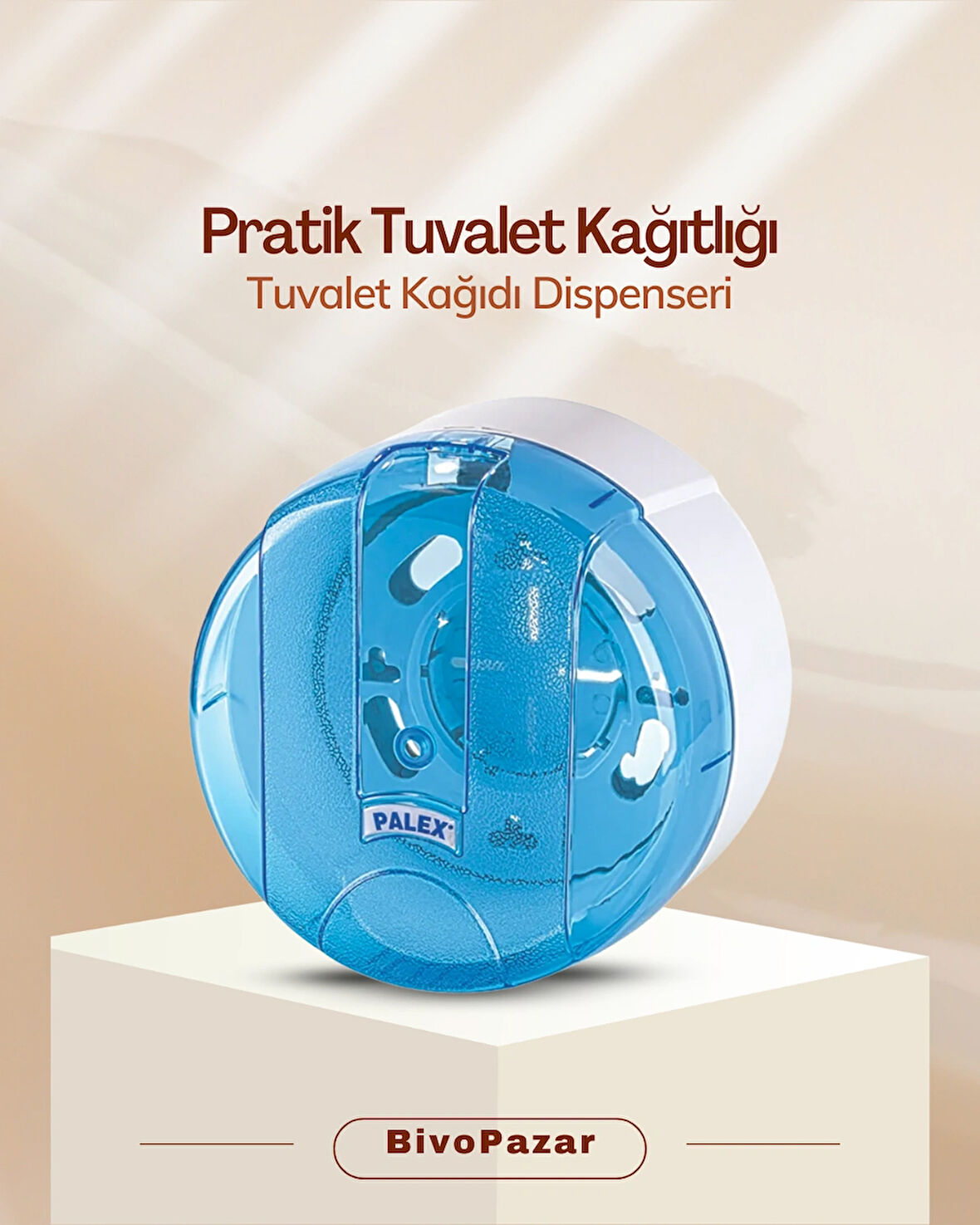 Pratik Tuvalet Kağıdı Dispenseri (İçten Çekmeli) Şeffasf Mavi