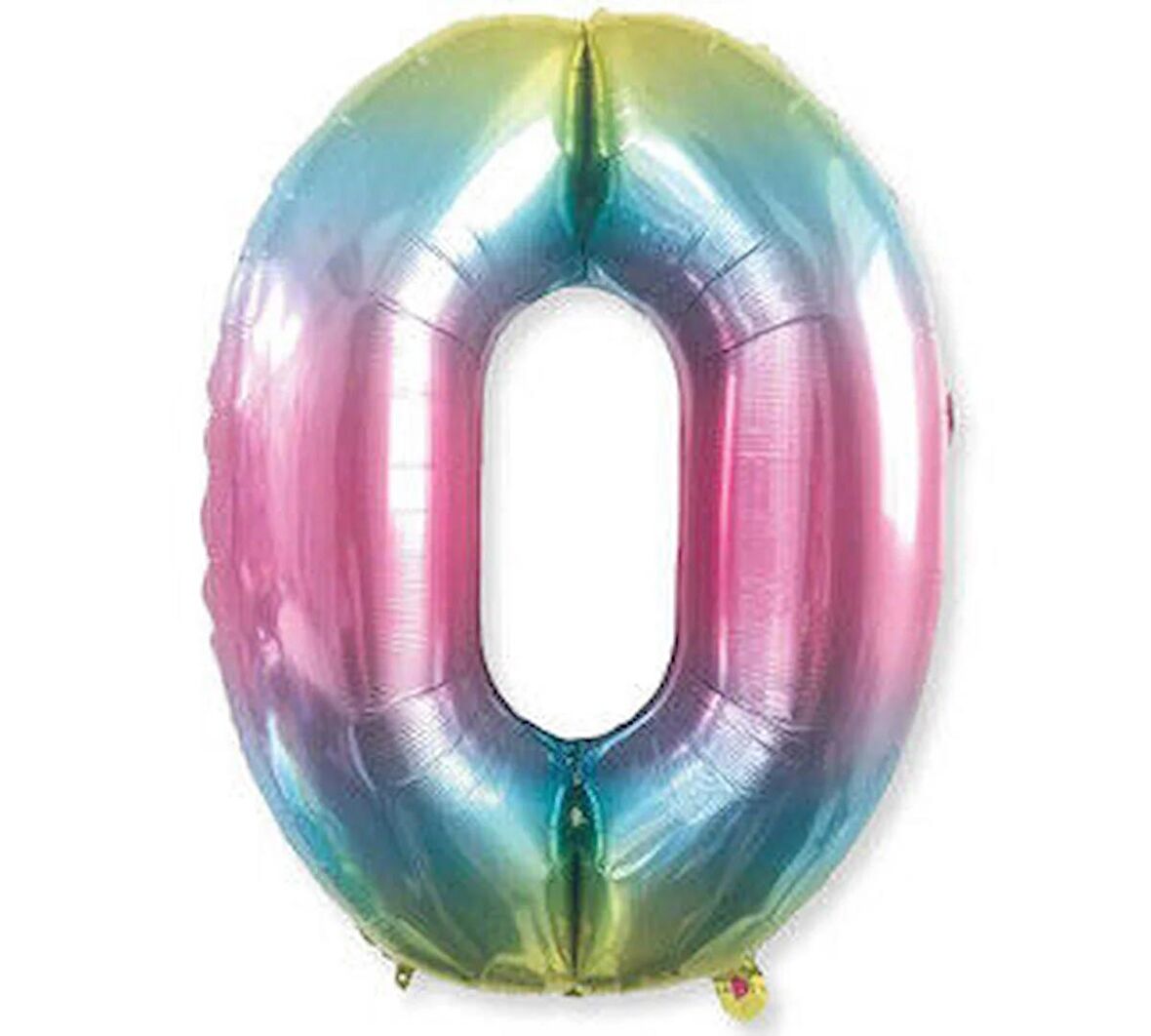 0 Rakamı Rengarenk Folyo Balon 40 Inch 90 Cm