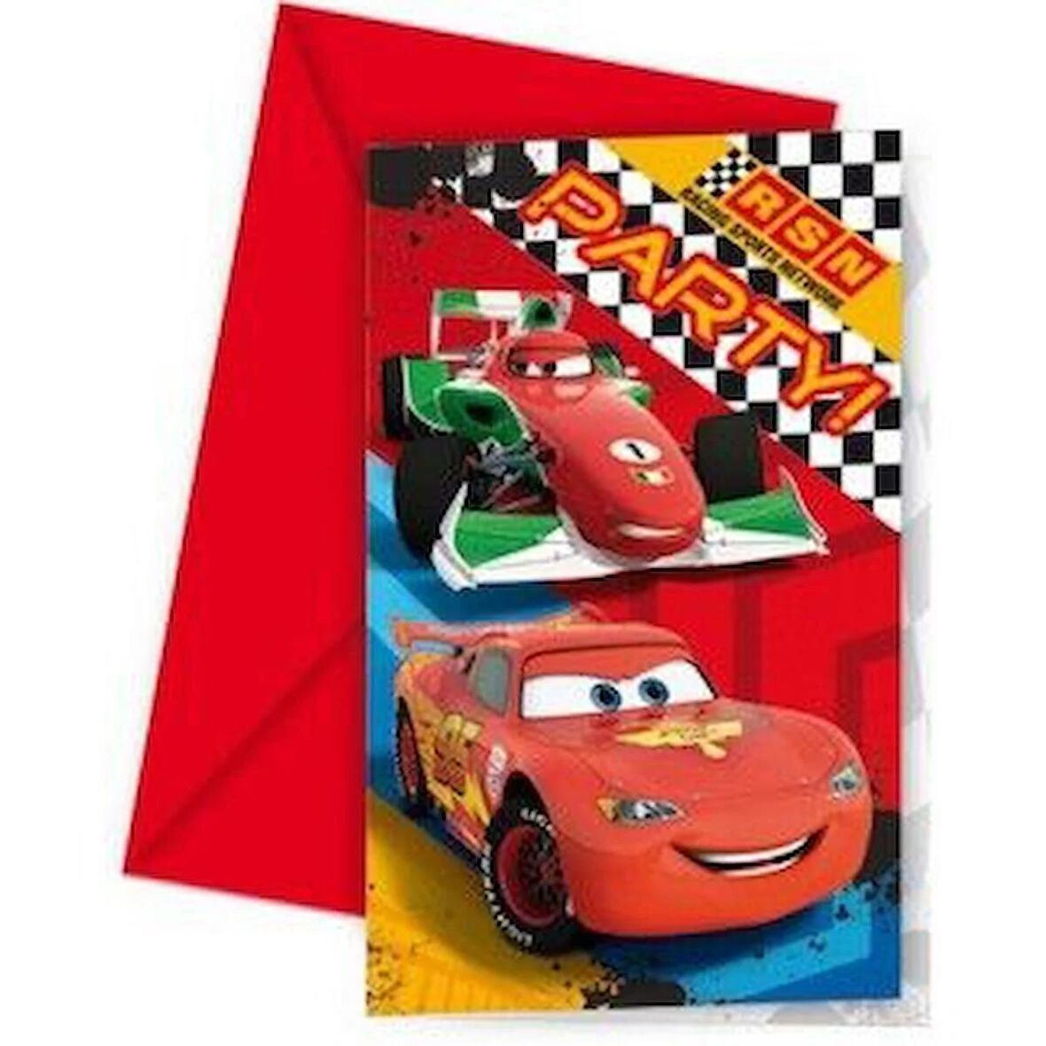 Cars Şimşek Mcqueen Rsn Baskılı Davetiye 6 Adet