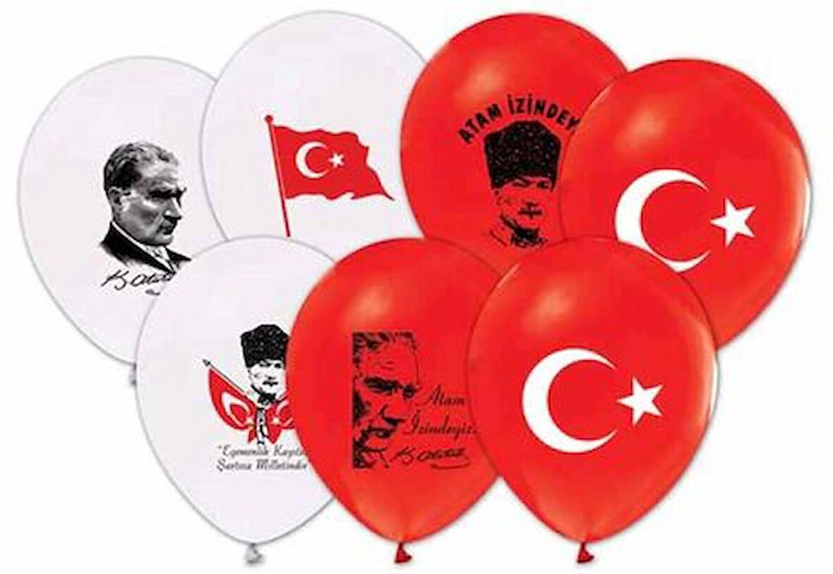 Benim Marifetlerim Ata Bayrak Baskılı Balon 12 inch 5 Adet