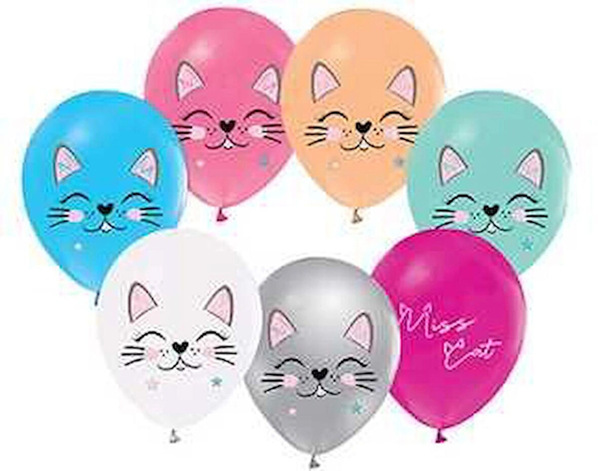 Benim Marifetlerim Miss Cat Baskılı Balon 12 inch 10 Adet
