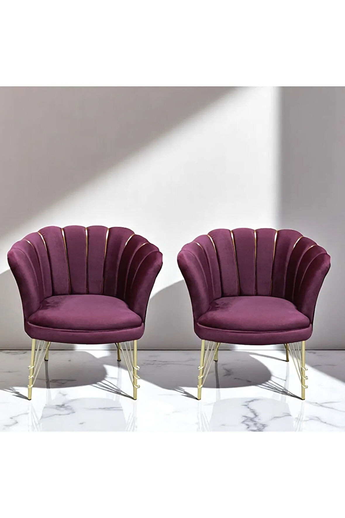 2 Tekli Bordo Kumaş Gümüş Metal Ayak - Balkon Ofis Bekleme Çay Seti Koltuk Takımı