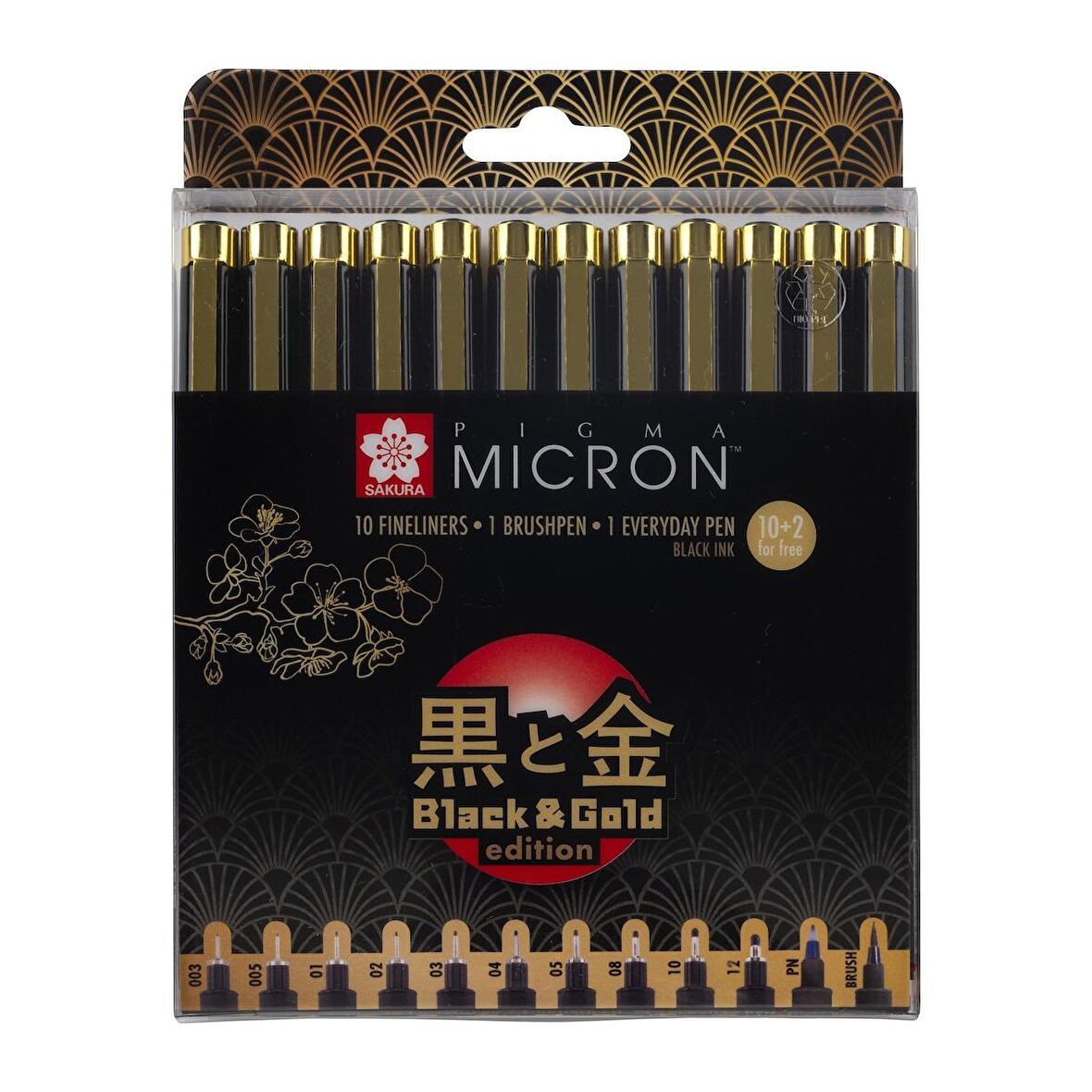 Sakura PİGMA MİCRON Teknik Kalem BLACK & GOLD EDITION SET 12'Lİ