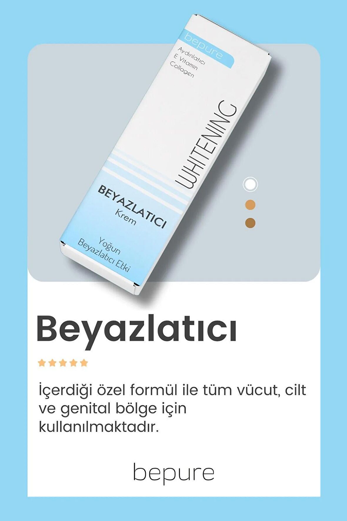 Beyazlatıcı Krem, Cilt, Tüm Vücut Ve Genital Bölge Beyazlatıcı Ve Leke Kremi, Whitening 100 ml