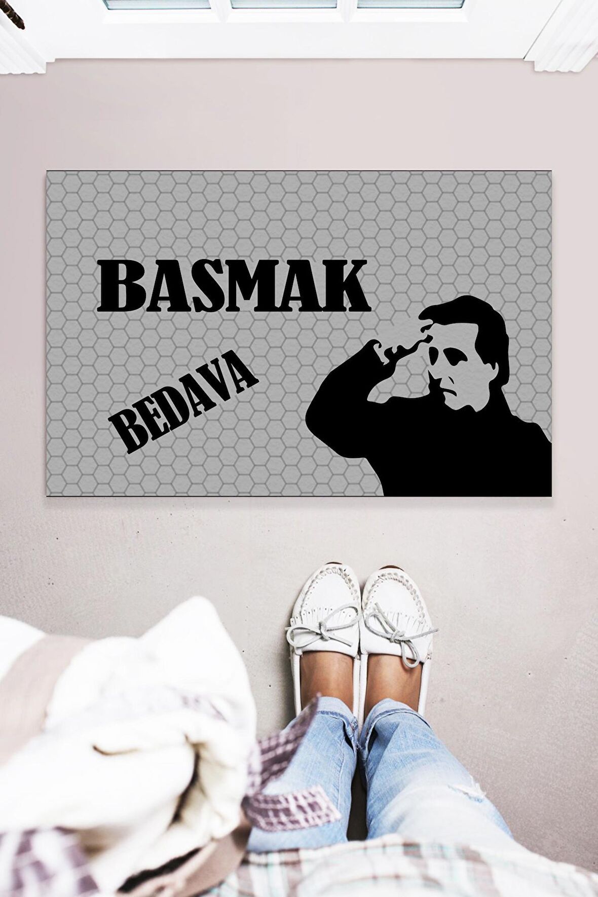 Basmak Bedava Çok Amaçlı İç ve Dış Mekan Dekoratif Kapı önü Paspası 45x70