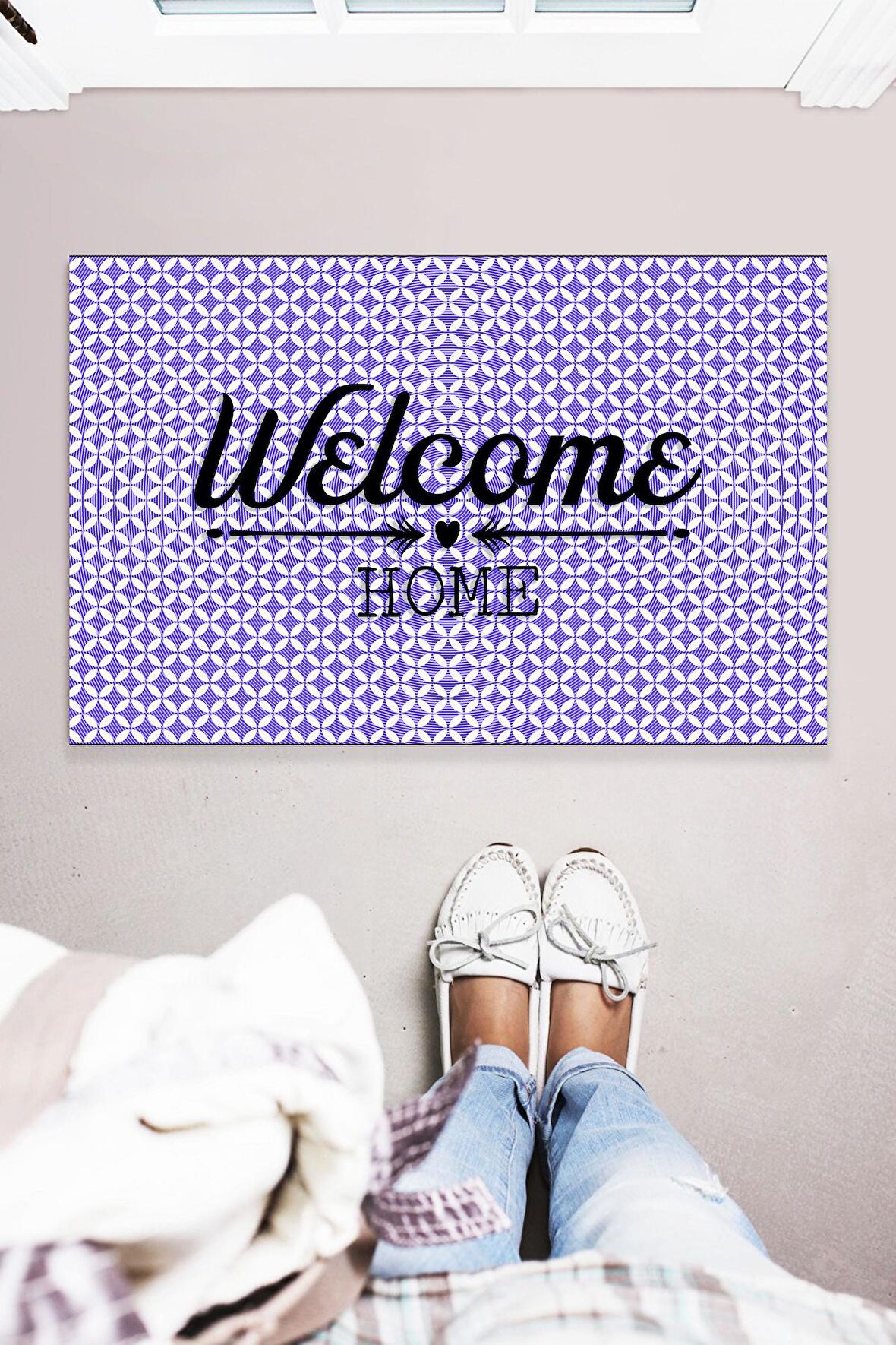 Welcome Tarz İç ve Dış Mekan Çok Amaçlı Dekoratif Kapı Önü Paspası 45x70