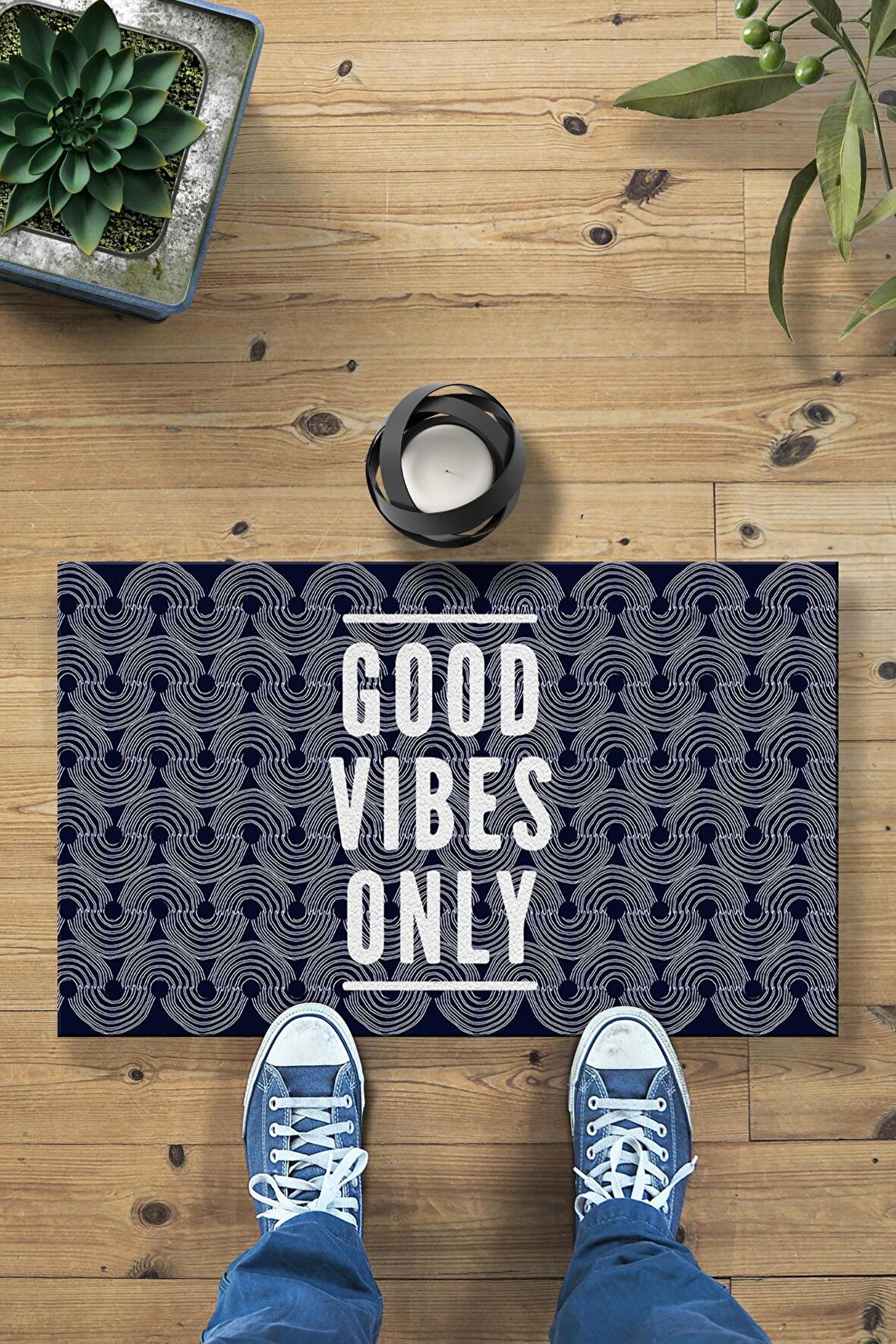 Good Vibes Only Dekoratif Kapı Önü ve İç Mekan Paspası 45x70