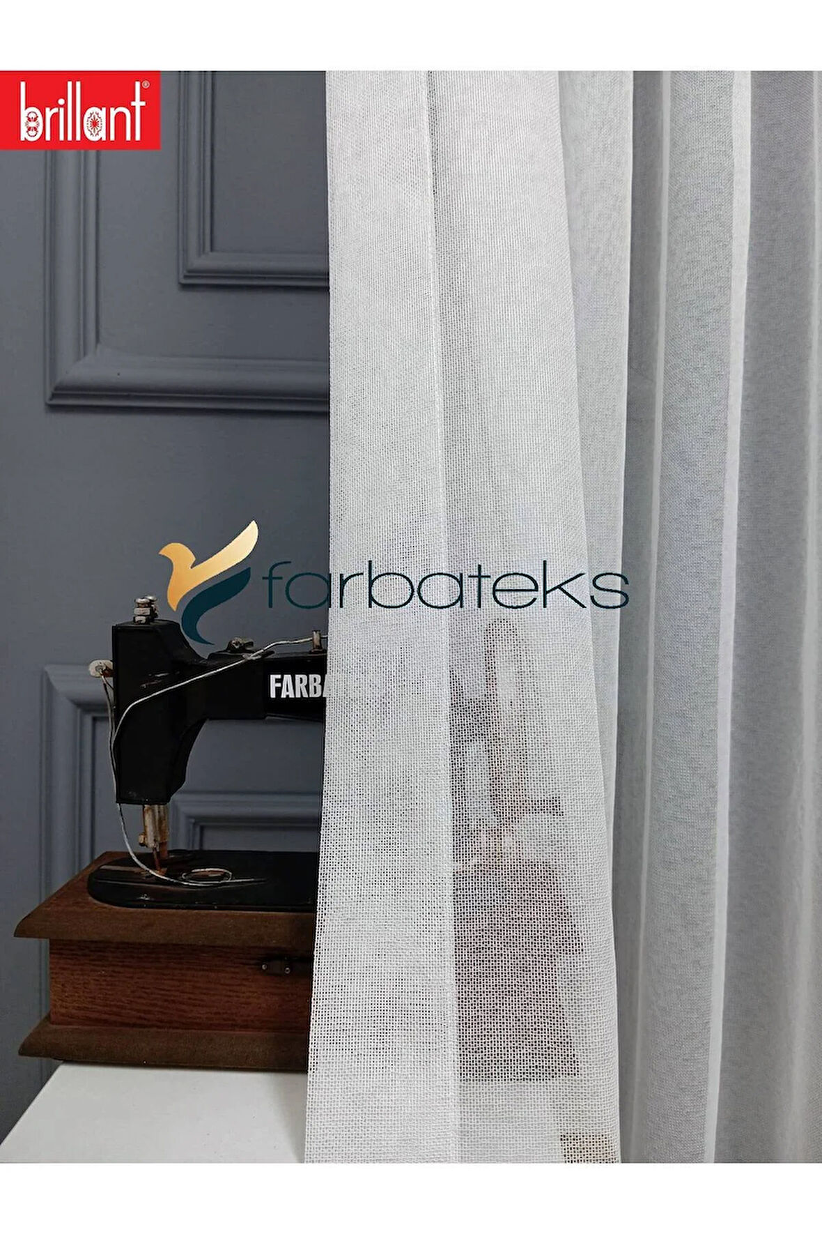 Farbateks Dikim Brillant Buzlu Sade Düz Tasarım Model 1/2 Kat Pileli Tül Perde