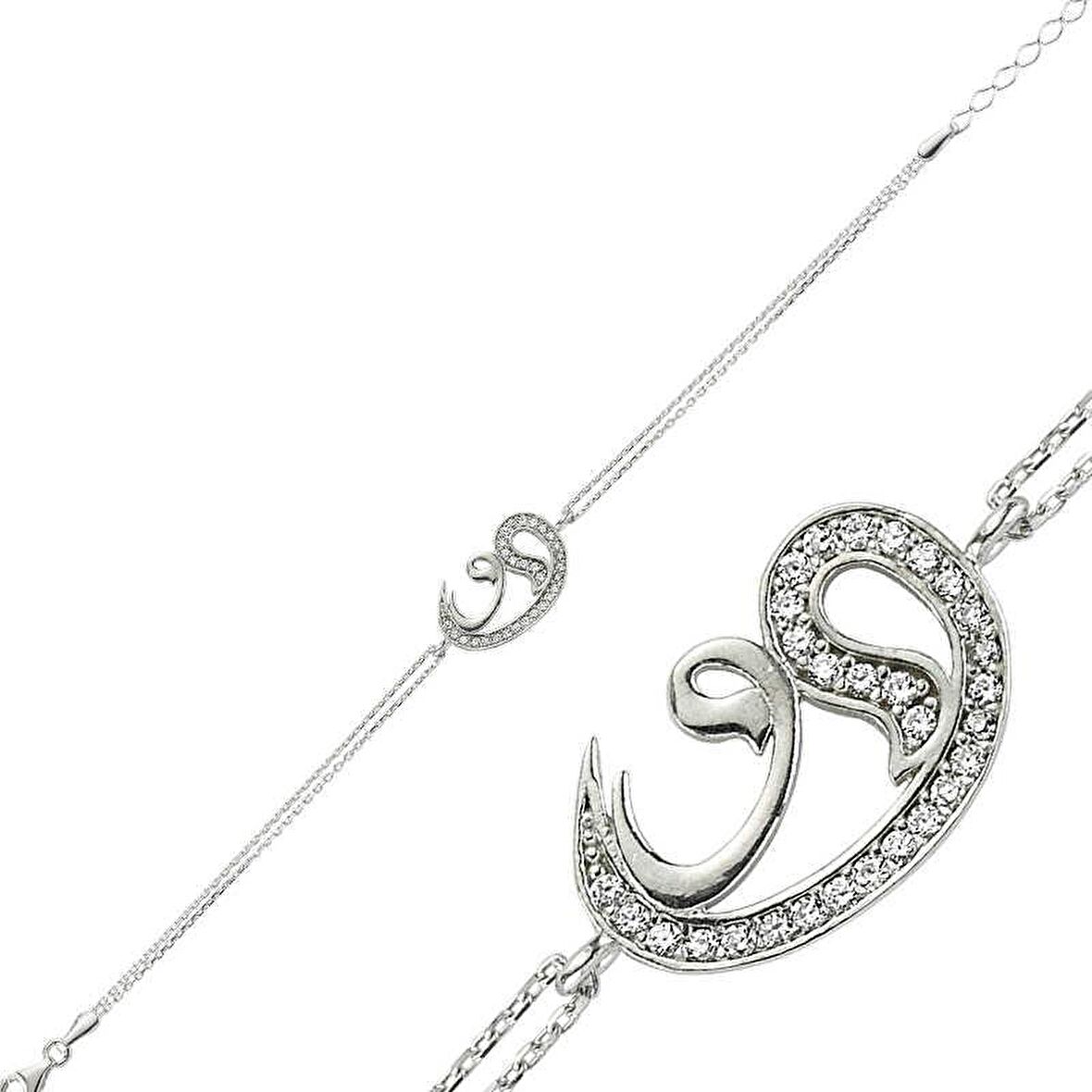 Gümüş İki Vav Kadın Bileklik 