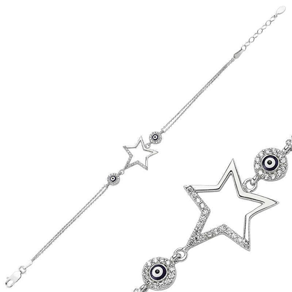 Gümüş Yıldız Kadın Bileklik 