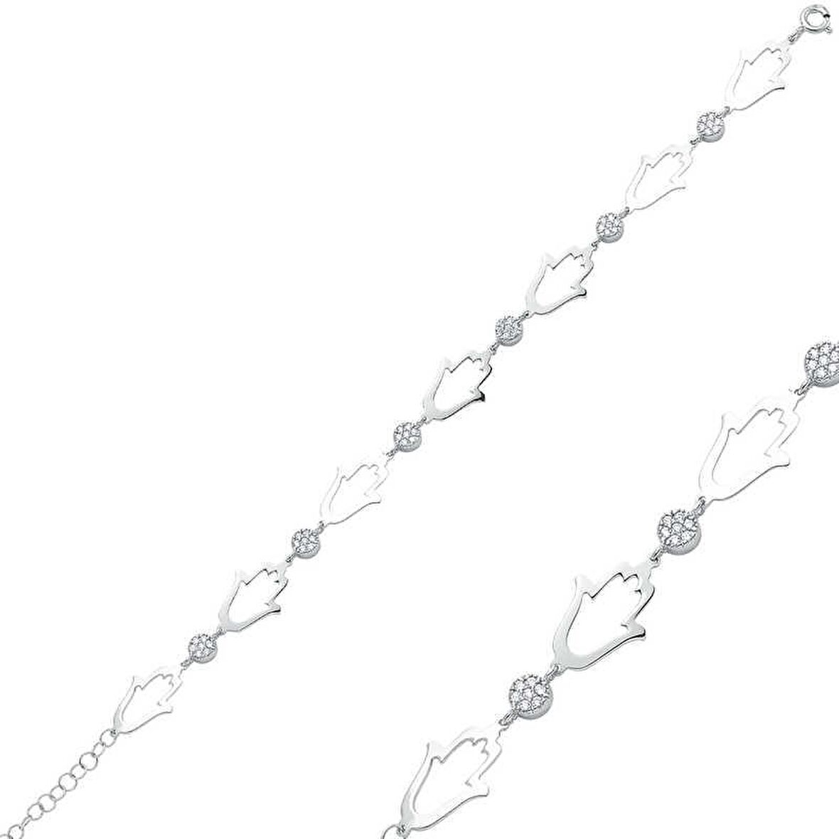 Gümüş Fatma Ana Eli Kadın Bileklik 