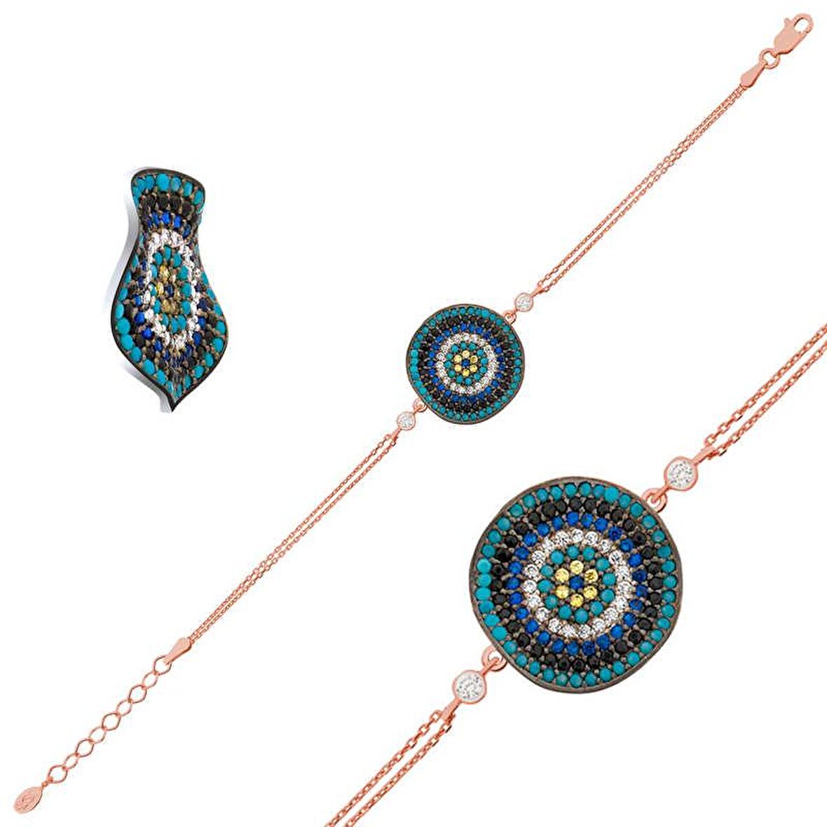 Gümüş Dalgalı Nazar Kadın Bileklik