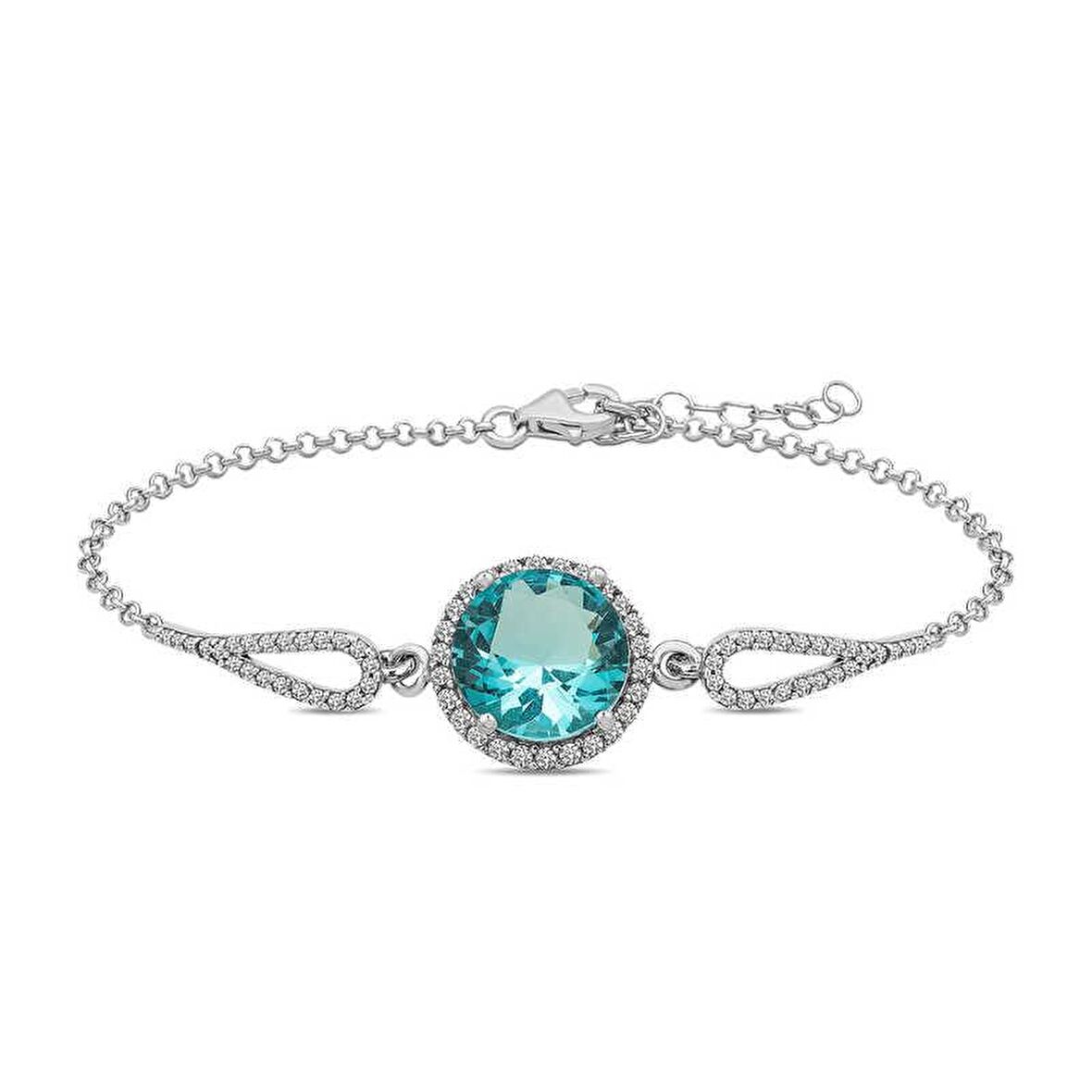 Gümüş Aquamarine Bileklik 