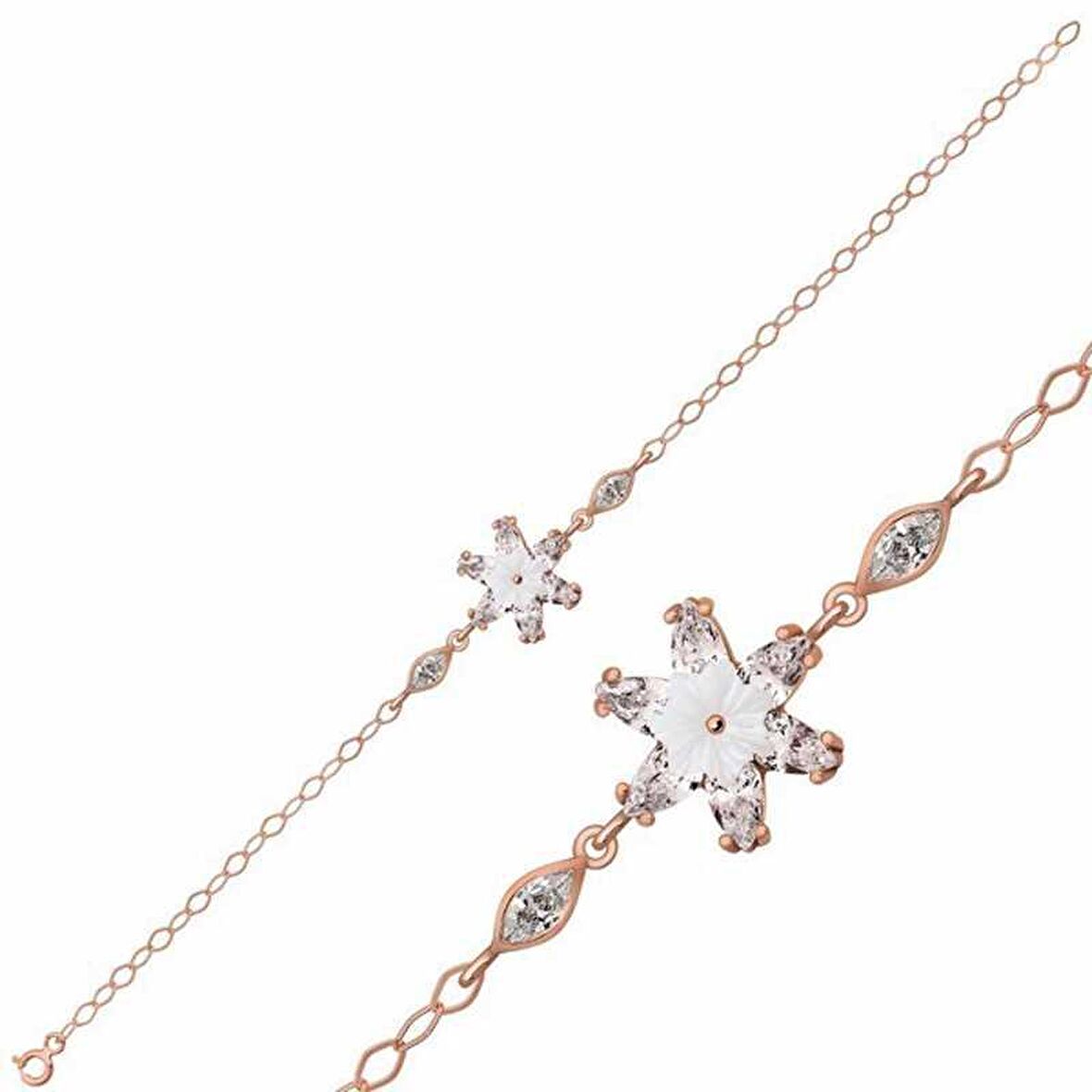 Gümüş Beyaz Lotus Çiçeği Bileklik 