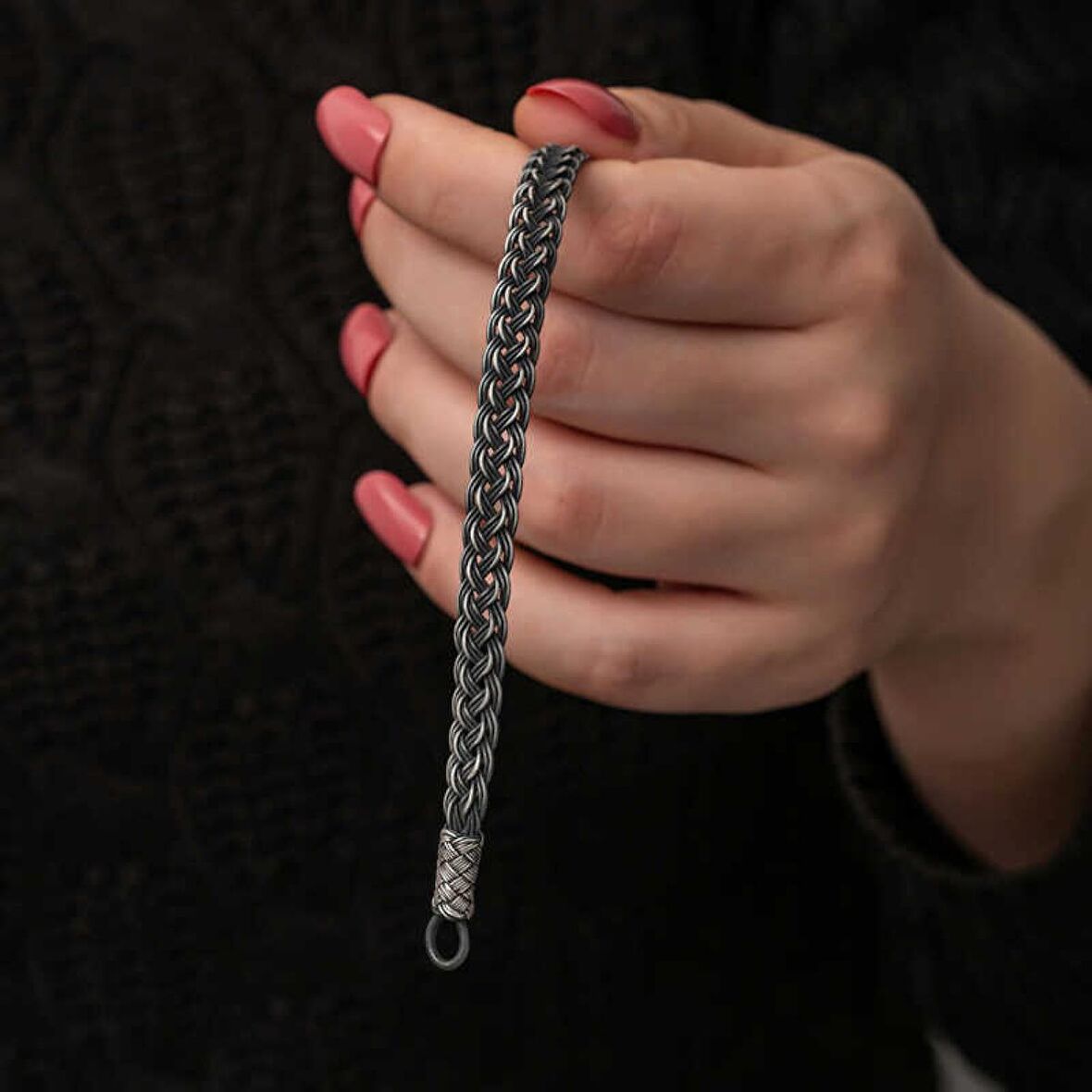 ​Lucky Life 925 Ayar Gumuss Kazaziye Örgü Bileklik