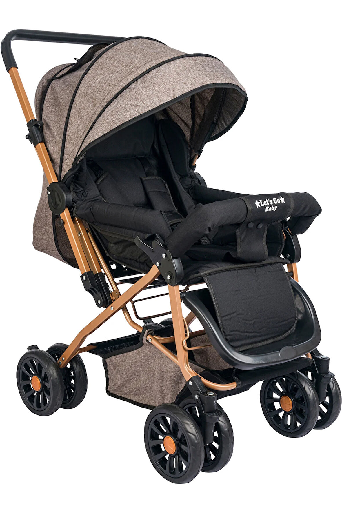 Çift Yönlü Ergonomik Bebek Arabası Bebek Puset Dayanıklı Katlanabilir Siyah Gri Bej Gold