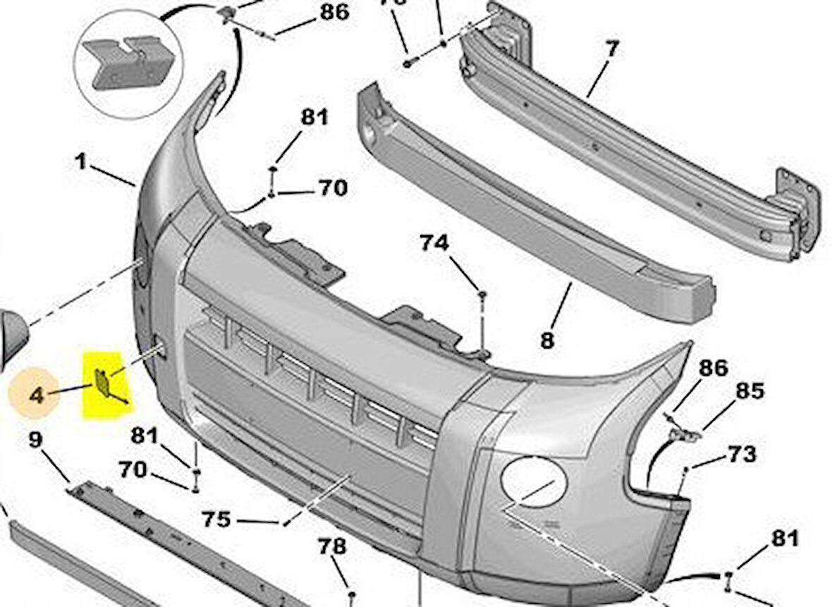 Citroen Nemo Ön Tampon Çeki Kapak (2008-2016) 1.3, 1.4 HDI 742201