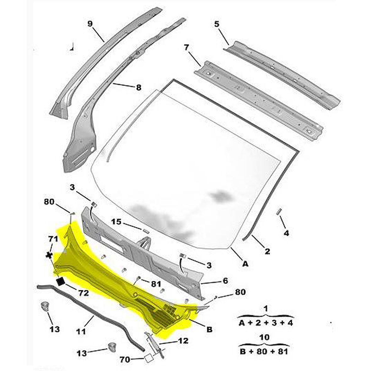 Citroen Nemo Ön Cam İzgara Saci/Bakaliti (2008-2016) 1.3, 1.4 HDI 735716934