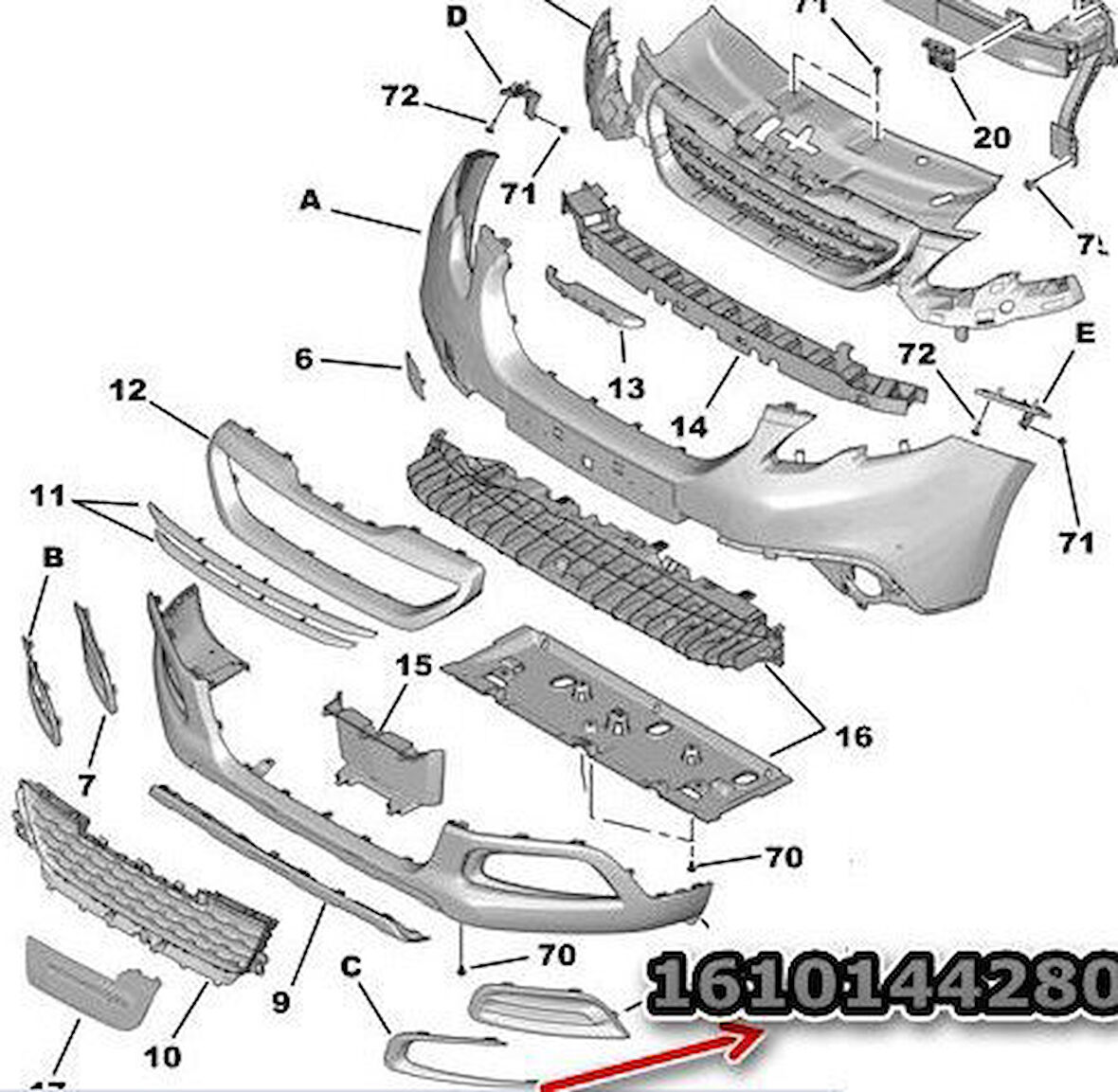 Peugeot 2008 Sis Bakalit Ön (2013-2019) 1.6 VTI, 1.2 VTI, 1.6 HDI, 1.5 HDI 1610144280