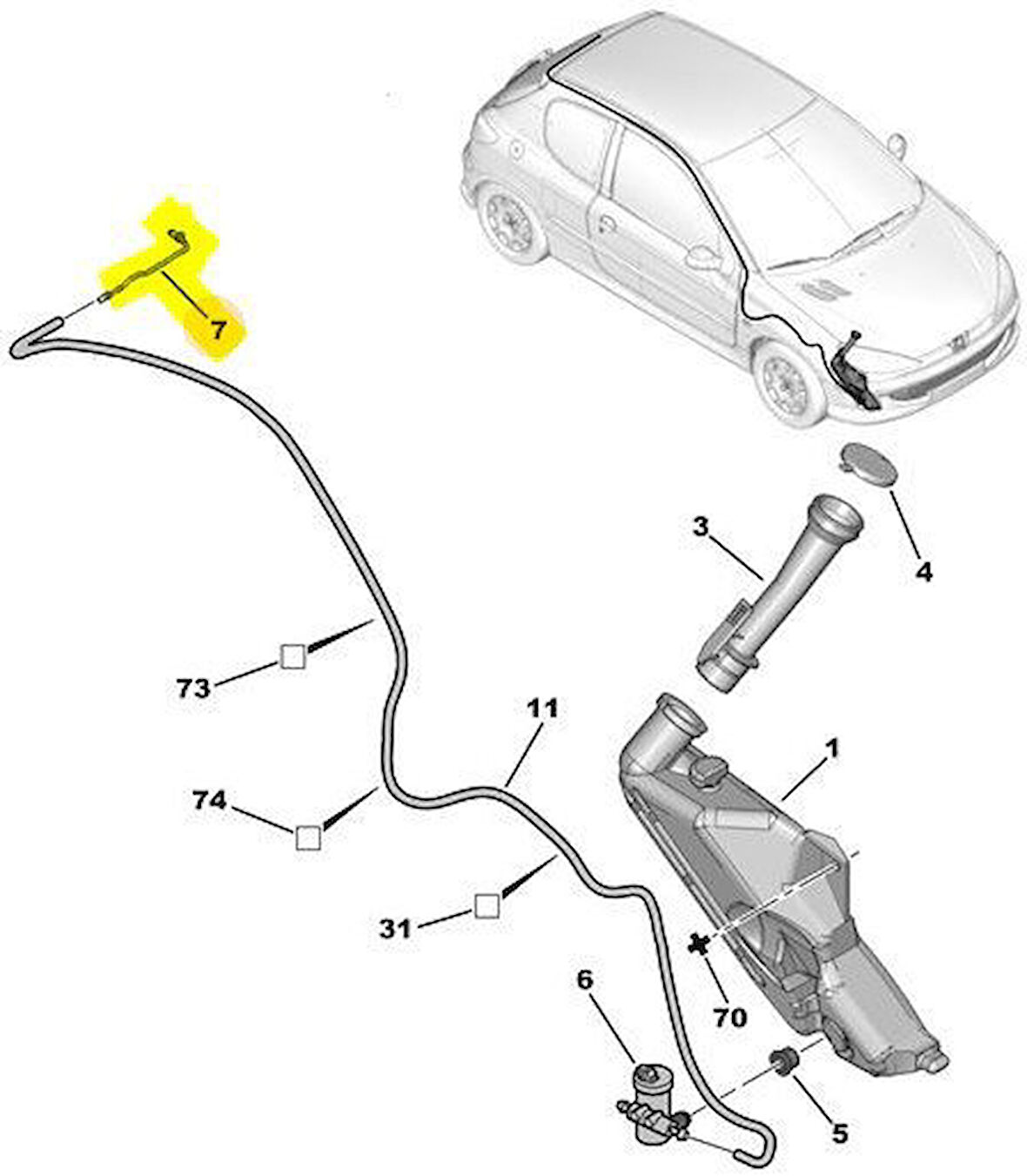 Peugeot 206 Silecek Fiskiye Memesi Arka (1998-2013) 1.4, 1.6, 2.0, 1.4 HDI 6438E1