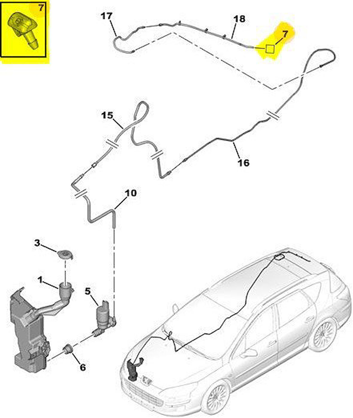 Peugeot 407 Silecek Fiskiye Memesi Arka (2004-2011) 2.0, 1.6 HDI, 2.0 HDI 6438N6