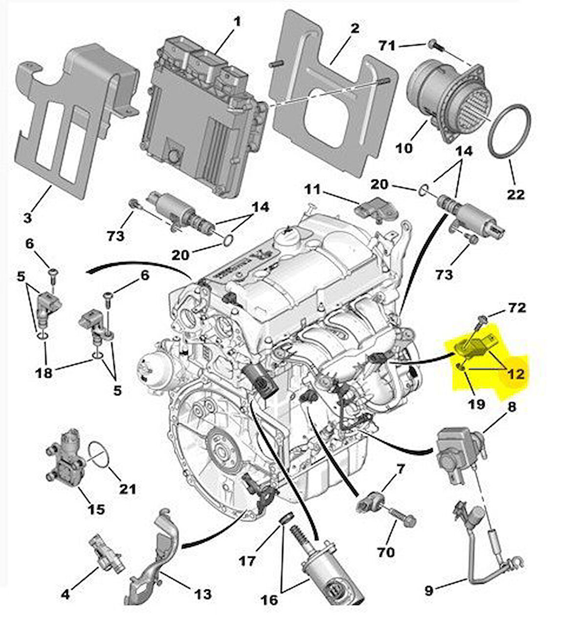 Peugeot Rcz Mazot Basinç Sensörü (2013-2016) 1.6 L THP 9806432480