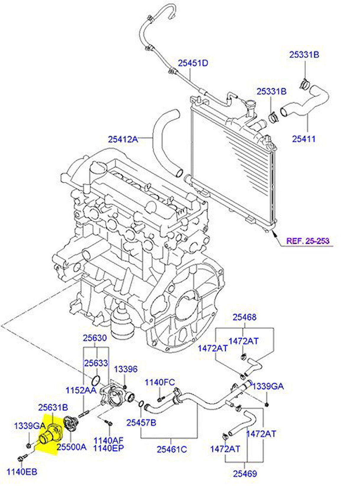 Hyundai İ10 Termostat Kapaği (2010-2016) 1.2 2563103000