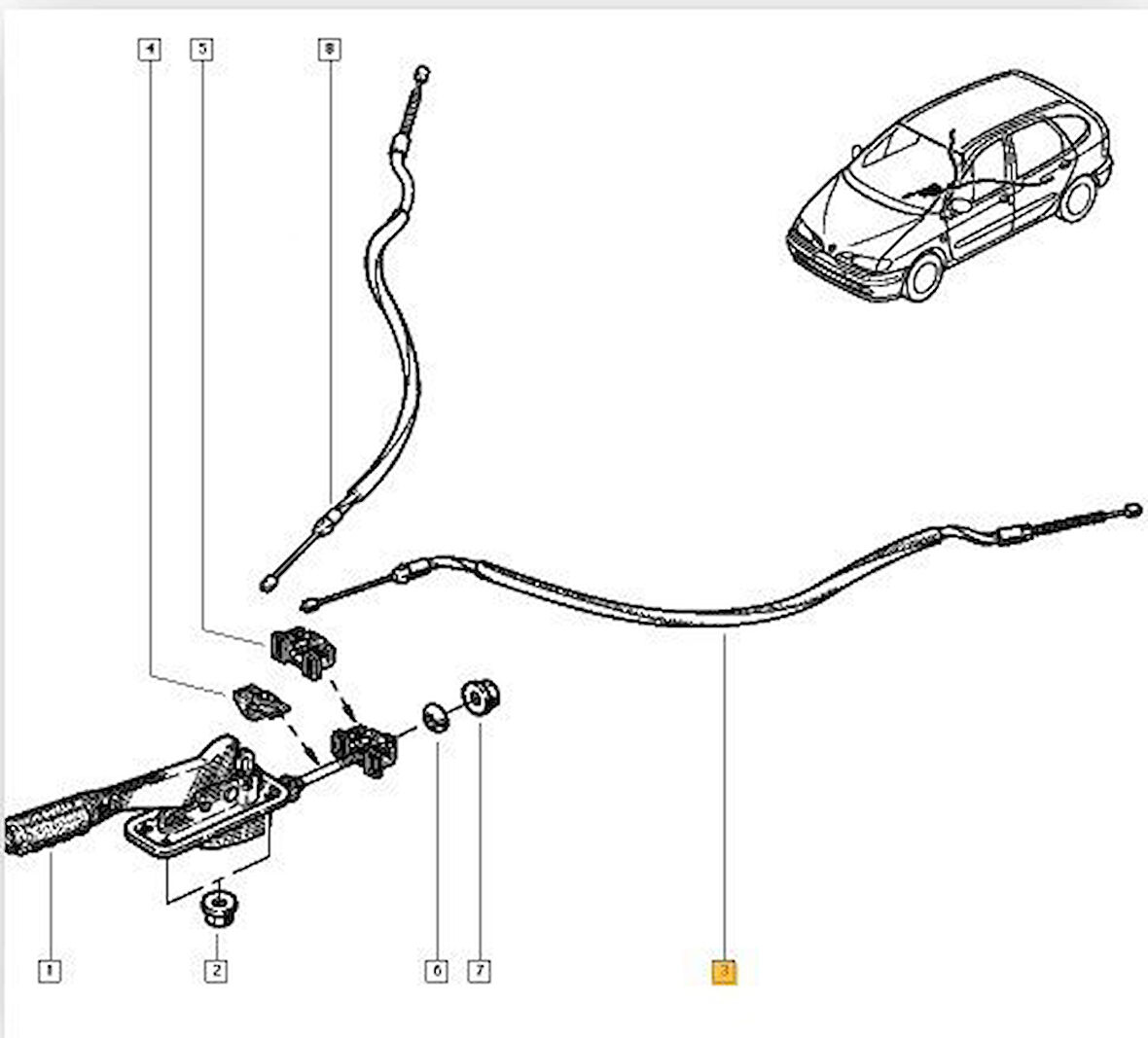 Renault Megane Scenic Arka El Fren Teli (1996-1999) 1.9, 2.0, 1.6 7700834655