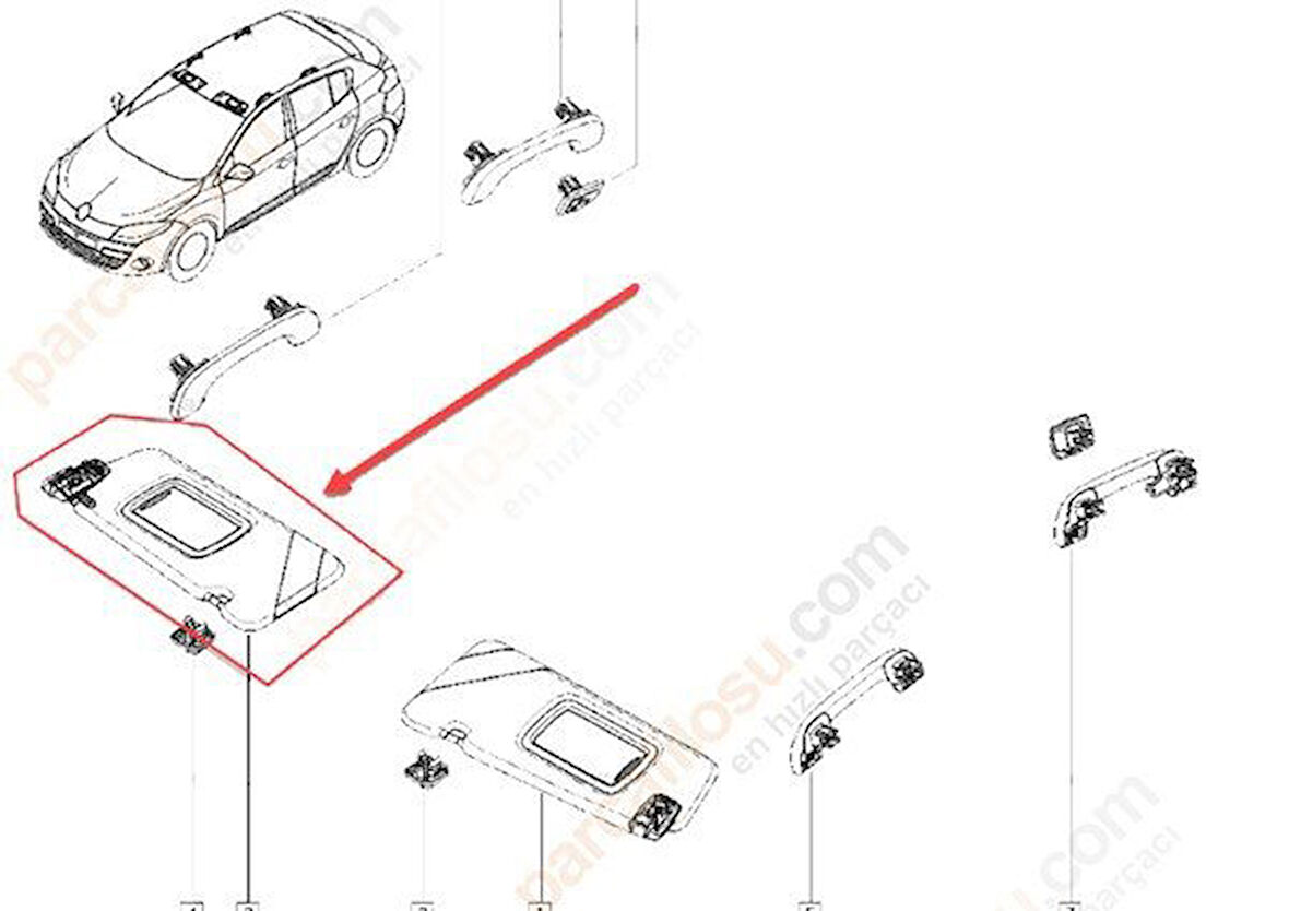 Renault Megane Güneşlik (2009-2016) 1.4, 1.6, 2.0, 1.5 DCI, 1.6 DCI 964008613R