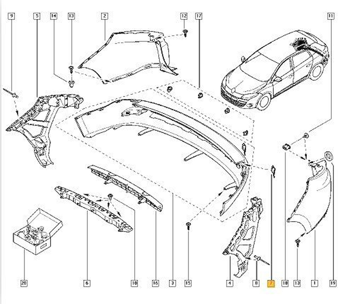 Renault Megane Sport Tourer Arka Tampon Çeki Kapak (2009-2016) 1.4, 1.6, 1.5 DCI, 1.6 DCI 511650363R