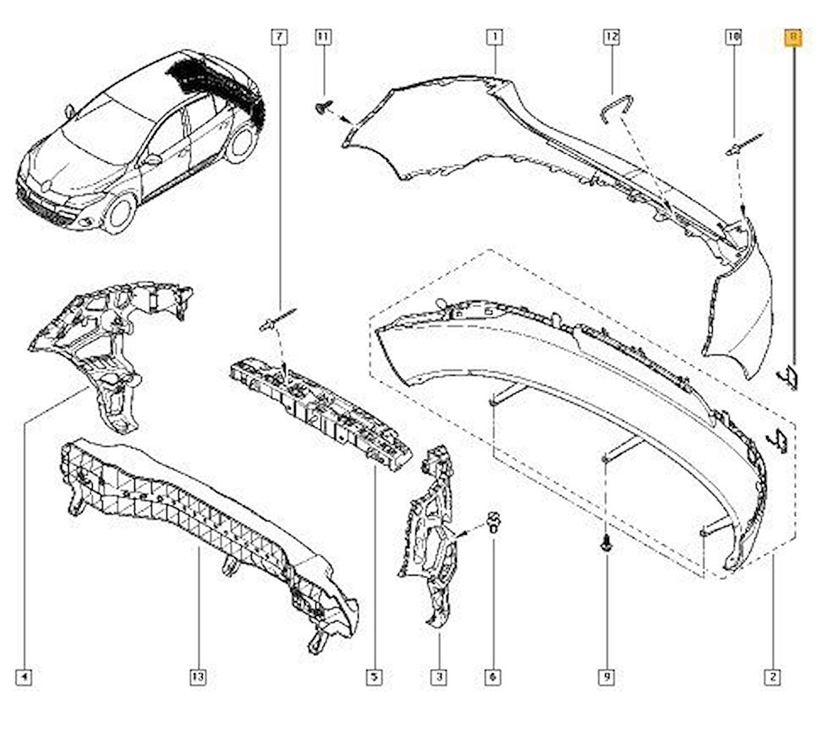 Renault Megane Arka Tampon Çeki Kapak (2009-2016) 1.4, 1.6, 2.0, 1.5 DCI 511650011R