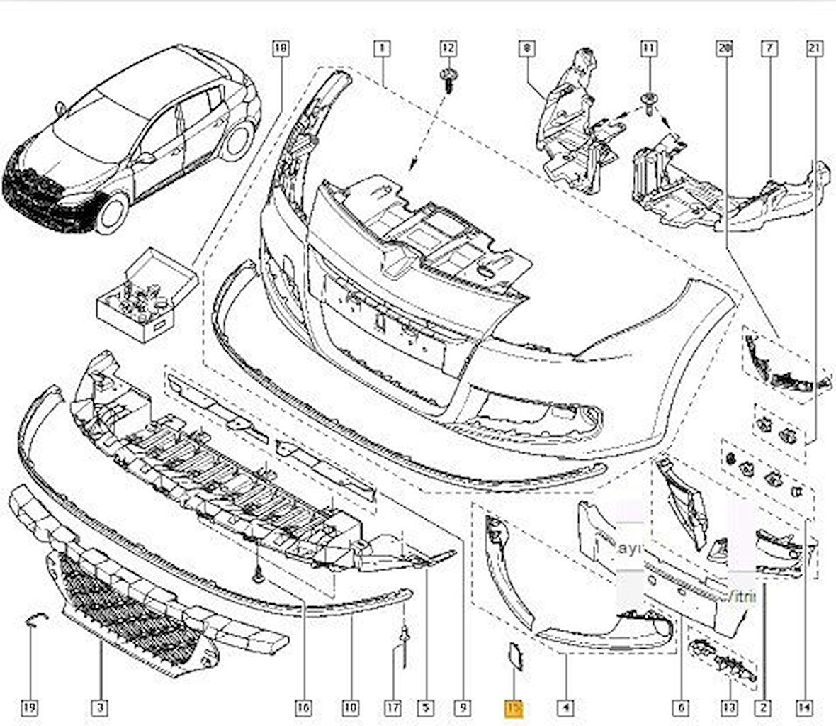 Renault Megane Ön Tampon Çeki Kapak (2012-2014) 1.6 DCI 511806969R