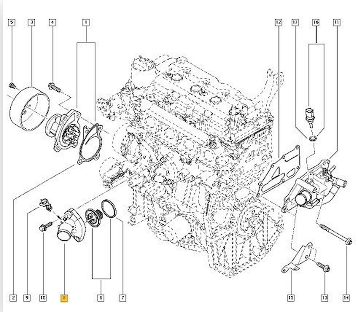 Dacia Lodgy Termostat Kapaği (2018-2022) 1.6 110611214R