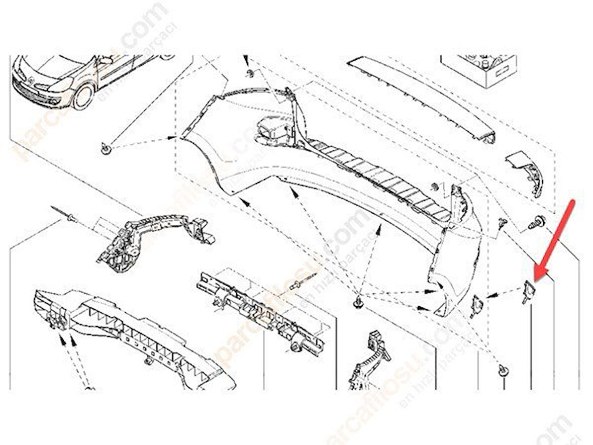 Renault Clio Sw Grand Sport Tur Arka Tampon Çeki Kapak (2009-2013) 1.2, 1.6, 1.5 DCI 7701066478