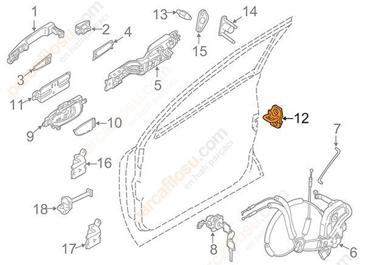Renault Kadjar Kapi Kilidi Karşiliği (2015-2018) 1.2, 1.5 DCI, 1.6 DCI 80570AA20A