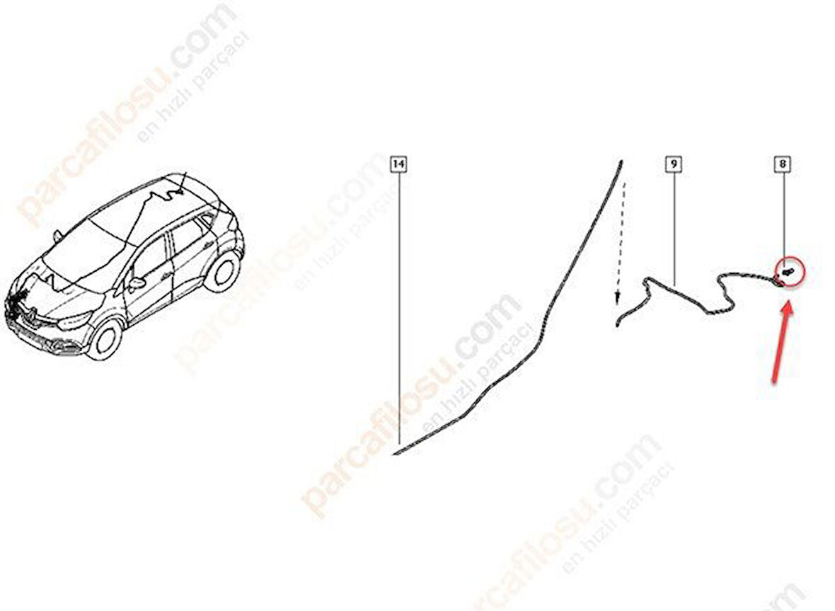 Renault Captur Silecek Fiskiye Memesi Arka (2013-2019) 1.2, 0.9, 1.2 TCE, 1.5 DCI 289701559R