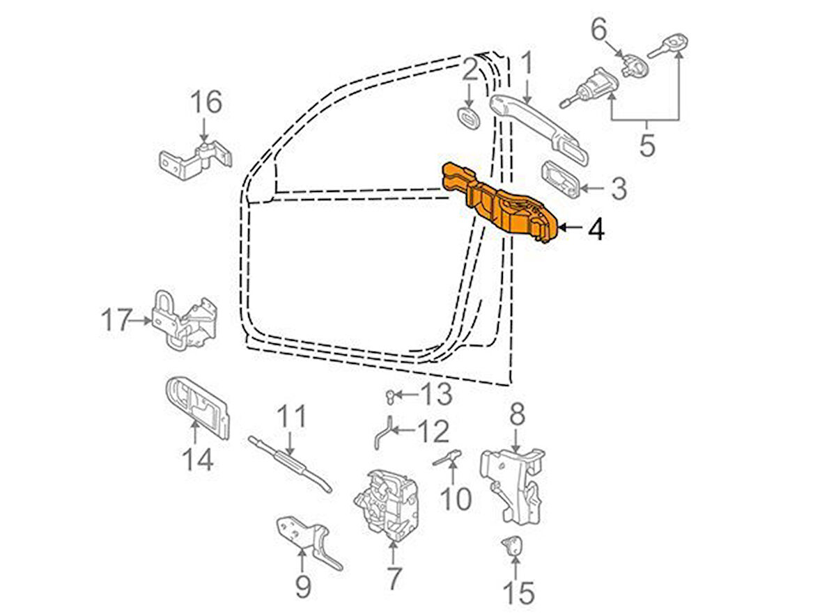 Volkswagen Passat Kapi Kolu Ön Diş (1996-2005) 1.8, 1.6, 2.0, 2.8, 1.9 TDI 3U0837886
