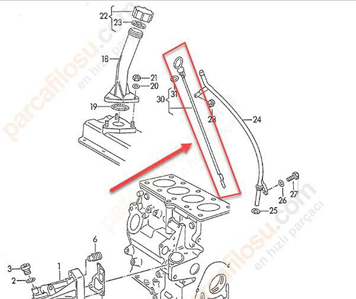 Volkswagen Transporter Yağ Çubuğu (1992-2001) 1.9 044115611F