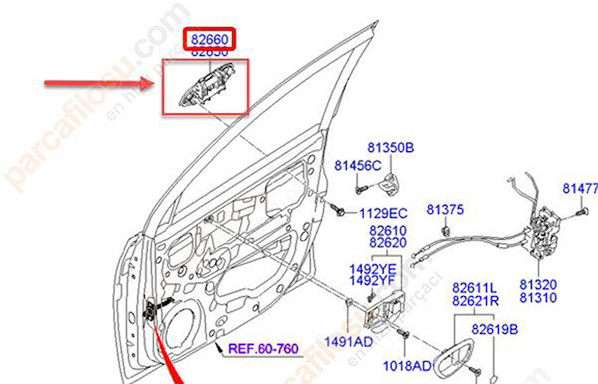 Hyundai İ10 Kapi Kolu Ön Diş (2008-2011) 1.1 826600X060