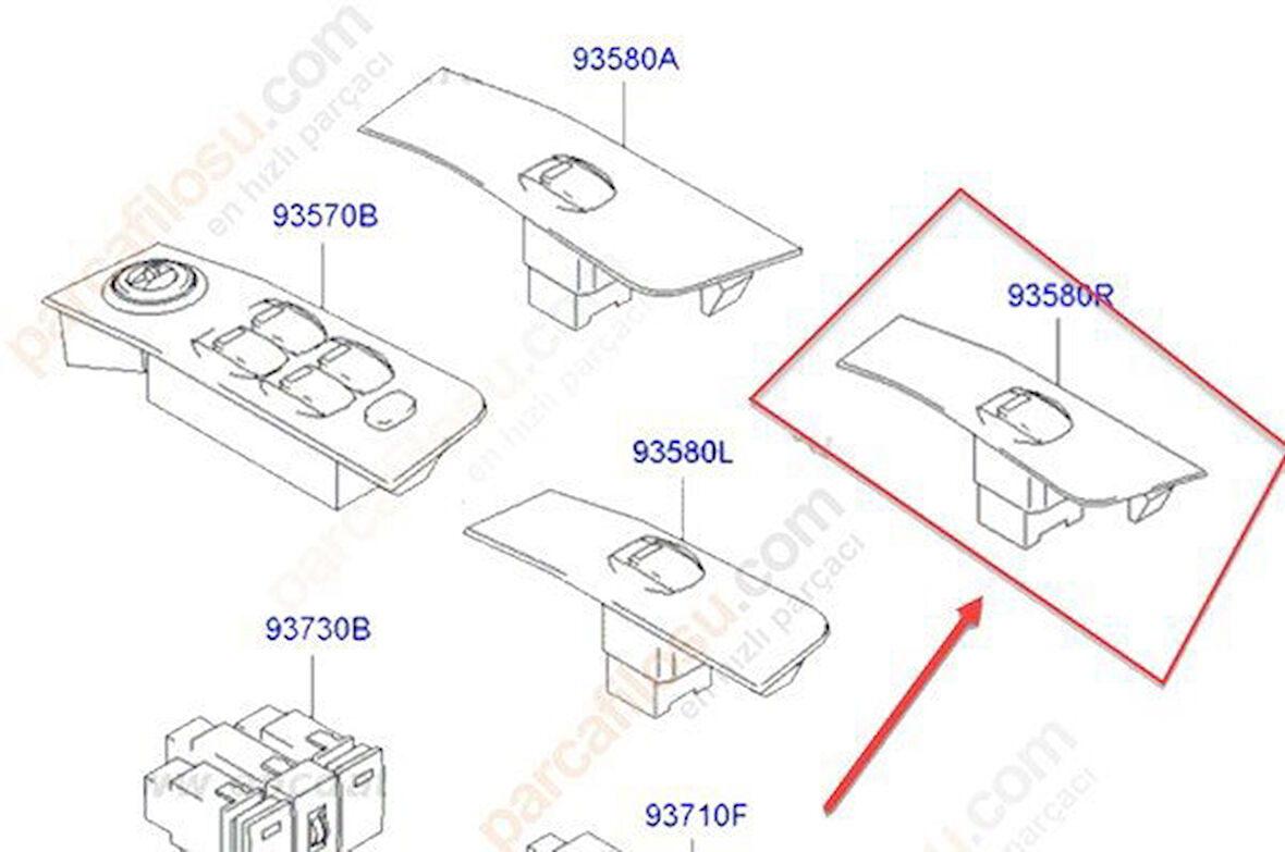 Hyundai Matrix Arka Kapi Cam Düğmesi (2005-2008) 1.6, 1.5 CRDI 9358017510YN